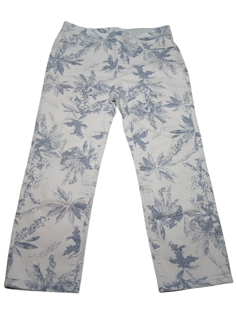 FDJ French Dressing Jeans White & Blue Floral Crop Pants | Size 10